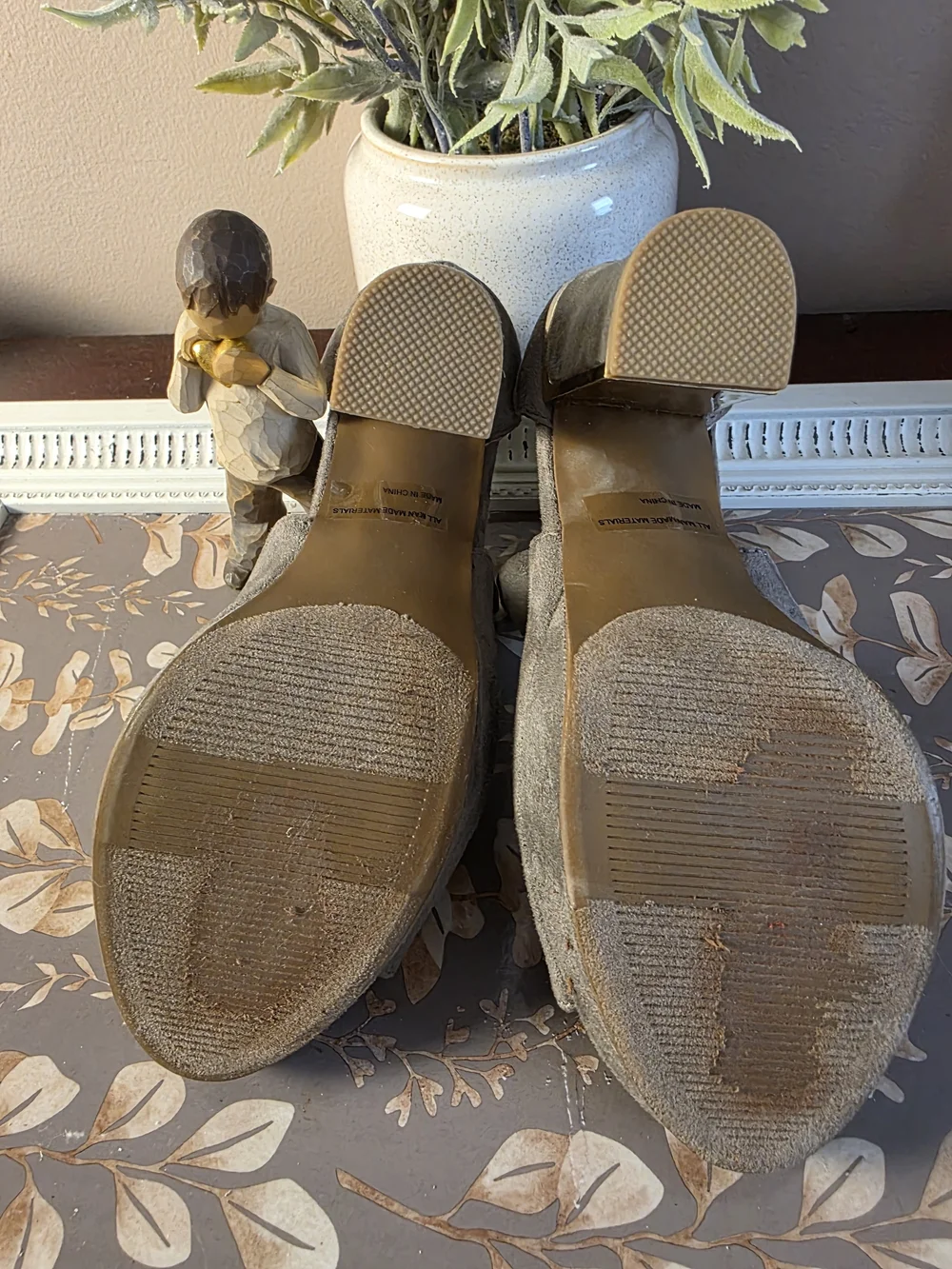 REPORT ~ Taupe Suede Open-Toe Heels - Elegant Cutout Booties